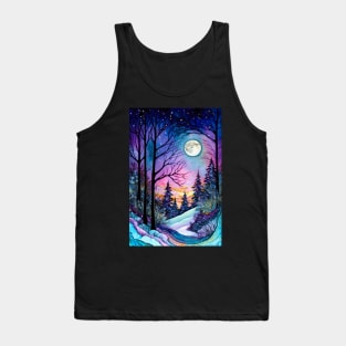 Colorful psychedelic winter wonderland with vibrant fluorescent colors Tank Top